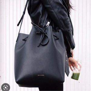 Mansur Graviel black bucket bag with original dust bag. Blogger fave